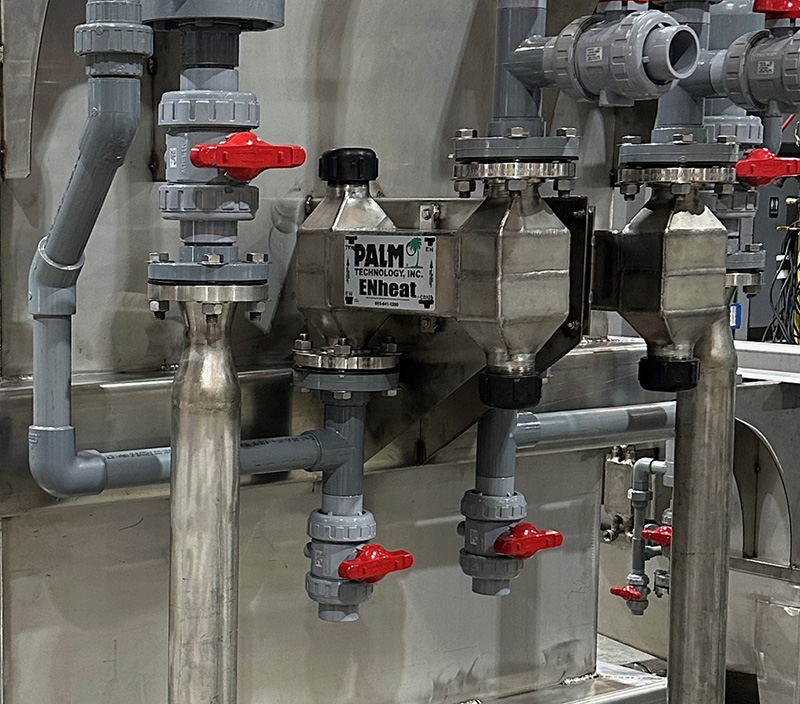All-welded ENHeat™ heat exchanger from Palm Technology designed for high-efficiency heating in corrosive chemical plating environments