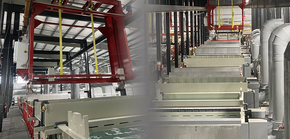 6 hoist automated cleaning and passivation process line engineered and built by Palm Technology